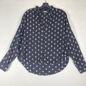 Anthropologie Pilcro The Tavi Embroidered Buttondown Blouse Bohemian Cotton Sz S